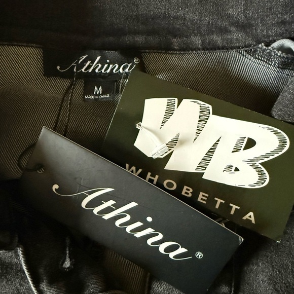 ATHINA Maximalist Puff Sleeves Y2K Retro Festival Two-Tone Denim Dress Sz M NWT - Picture 9 of 10